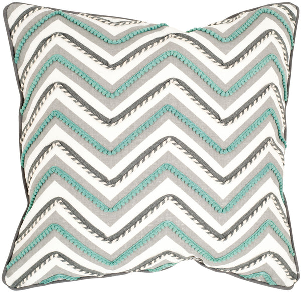 Elli Chevron Accent Pillow Set of 2 – Textured Grey & Teal Design for Sofa, Bed, or Loveseat Decor
