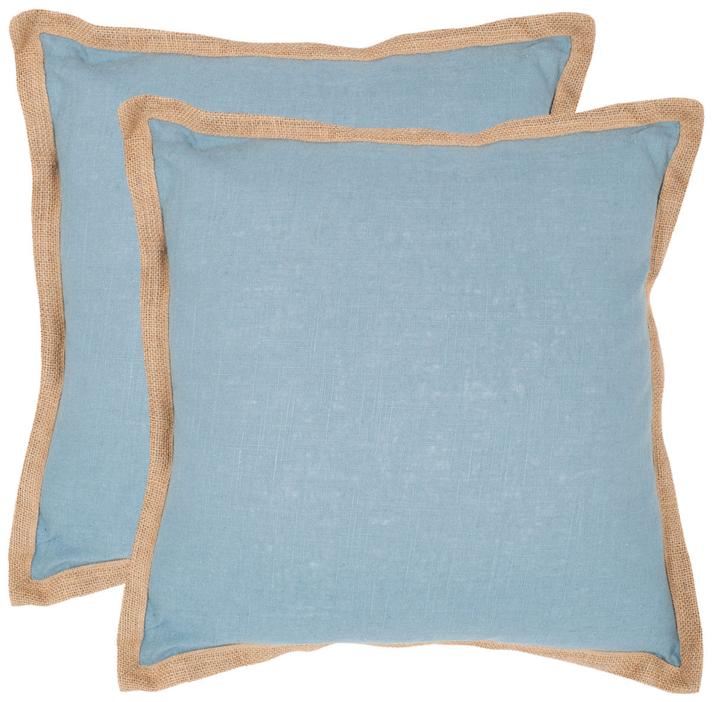 Madeline Sky Blue Accent Pillow Set of 2 – Casual Elegance with Jute Flange for Contemporary Style