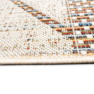 Trans-Ocean Liora Manne Avena Diamond Stripe Casual Indoor/Outdoor Power Loomed 91% Polypropylene/9% Polyester Rug Ivory 7'10" x 9'10"