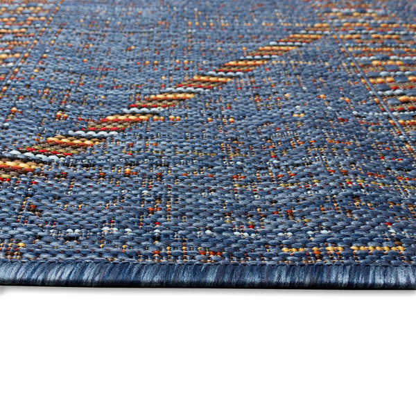 Trans-Ocean Liora Manne Avena Diamond Stripe Casual Indoor/Outdoor Power Loomed 91% Polypropylene/9% Polyester Rug Denim 7'10" x 9'10"