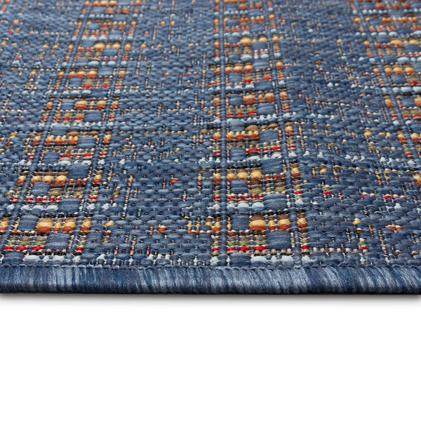 Trans-Ocean Liora Manne Avena Mosaic Stripe Casual Indoor/Outdoor Power Loomed 91% Polypropylene/9% Polyester Rug Denim 7'10" x 9'10"