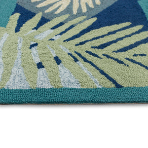 Trans-Ocean Liora Manne Capri Patchwork Palms Casual Indoor/Outdoor Hand Tufted 80% Polyester/20% Acrylic Rug Navy 8'3" x 11'6"