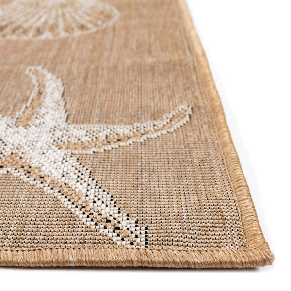 Trans-Ocean Liora Manne Carmel Shells Casual Indoor/Outdoor Power Loomed 87% Polypropylene/13% Polyester Rug Sand 7'10" x 9'10"