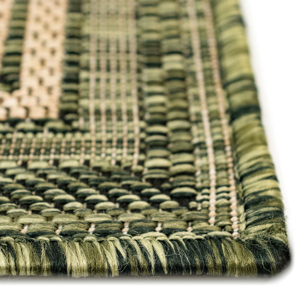 Trans-Ocean Liora Manne Carmel Multi Border Casual Indoor/Outdoor Power Loomed 87% Polypropylene/13% Polyester Rug Green 7'10" x 9'10"