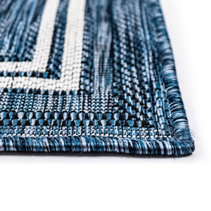 Trans-Ocean Liora Manne Carmel Multi Border Casual Indoor/Outdoor Power Loomed 87% Polypropylene/13% Polyester Rug Navy 7'10" x 9'10"