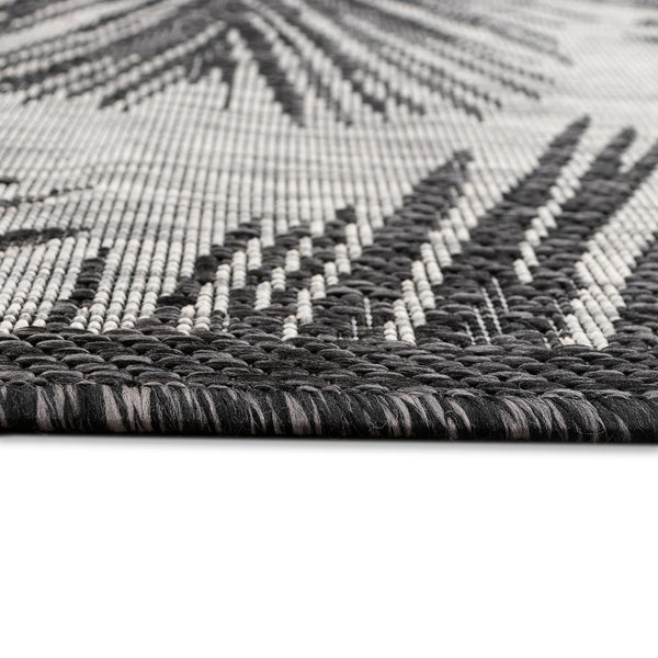 Trans-Ocean Liora Manne Carmel Fronds Casual Indoor/Outdoor Power Loomed 87% Polypropylene/13% Polyester Rug Black 7'10" x 9'10"