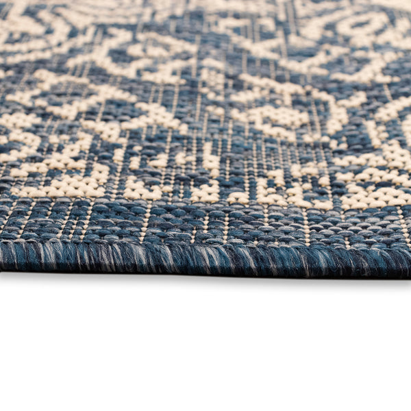 Trans-Ocean Liora Manne Carmel Antique Tile Casual Indoor/Outdoor Power Loomed 87% Polypropylene/13% Polyester Rug Navy 7'10" x 9'10"