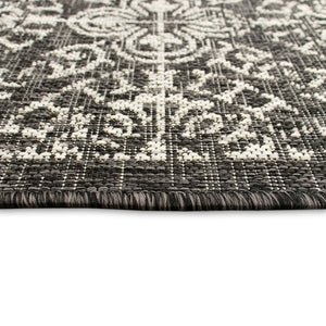 Trans-Ocean Liora Manne Carmel Antique Tile Casual Indoor/Outdoor Power Loomed 87% Polypropylene/13% Polyester Rug Black 7'10" x 9'10"