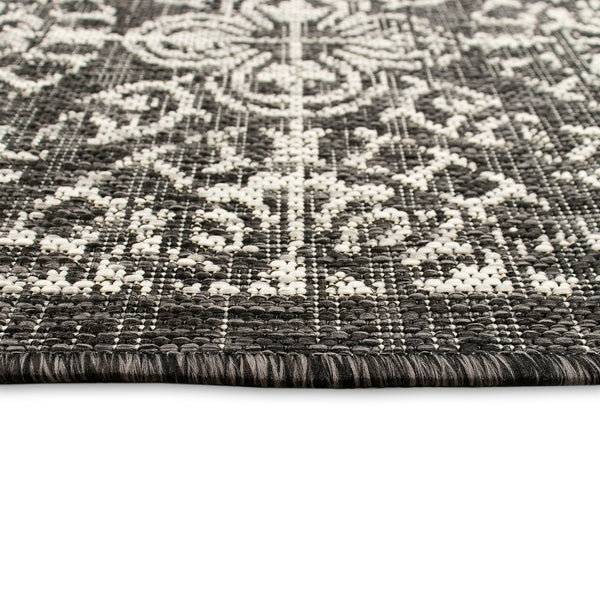 Trans-Ocean Liora Manne Carmel Antique Tile Casual Indoor/Outdoor Power Loomed 87% Polypropylene/13% Polyester Rug Black 7'10" x 9'10"