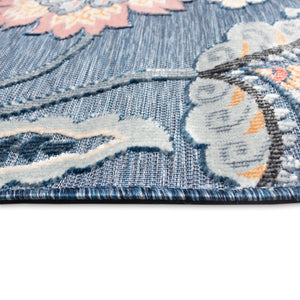 Trans-Ocean Liora Manne Canyon Ornamental Flower Casual Indoor/Outdoor Power Loomed 87% Polypropylene/13% Polyester Rug Navy 7'8" x 9'10"