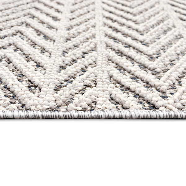 Trans-Ocean Liora Manne Dunes Chevron Casual Indoor/Outdoor Power Loomed 90% Polypropylene/10% Polyester Rug Silver 8'6" x 13'