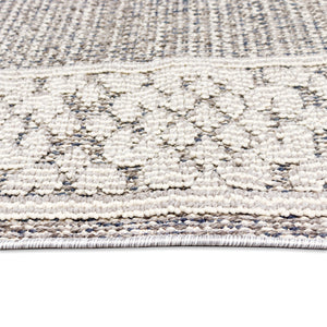 Trans-Ocean Liora Manne Dunes Border Casual Indoor/Outdoor Power Loomed 90% Polypropylene/10% Polyester Rug Silver 8'6" x 13'