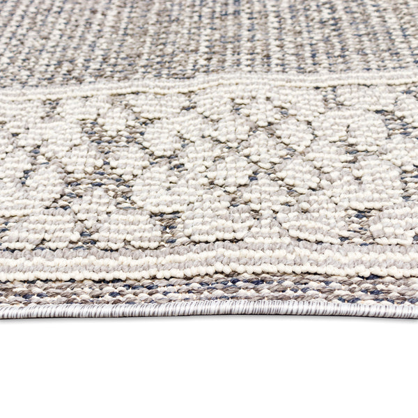 Trans-Ocean Liora Manne Dunes Border Casual Indoor/Outdoor Power Loomed 90% Polypropylene/10% Polyester Rug Silver 8'6" x 13'