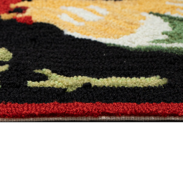 Trans-Ocean Liora Manne Frontporch Rooster Novelty Indoor/Outdoor Hand Tufted 80% Polyester/20% Acrylic Rug Black 5' x 7'6"