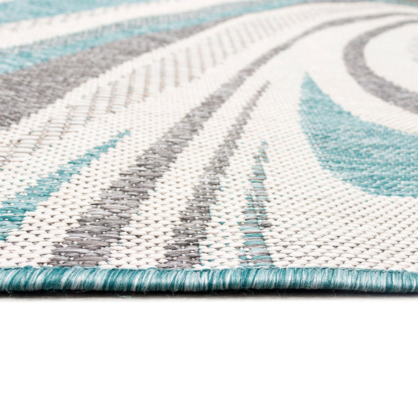 Trans-Ocean Liora Manne Malibu Waves Casual Indoor/Outdoor Power Loomed 88% Polypropylene/12% Polyester Rug Aqua 7'10" x 9'10"