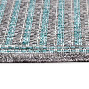 Trans-Ocean Liora Manne Malibu Simple Border Casual Indoor/Outdoor Power Loomed 88% Polypropylene/12% Polyester Rug Aqua 7'10" x 9'10"