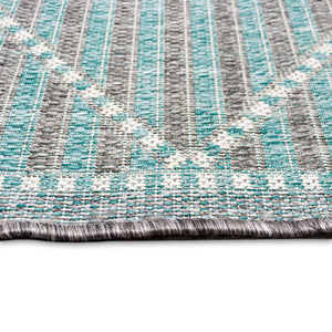 Trans-Ocean Liora Manne Malibu Checker Diamond Casual Indoor/Outdoor Power Loomed 88% Polypropylene/12% Polyester Rug Aqua 7'10" x 9'10"