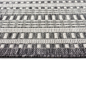 Trans-Ocean Liora Manne Malibu Etched Border Casual Indoor/Outdoor Power Loomed 88% Polypropylene/12% Polyester Rug Charcoal 7'10" x 9'10"