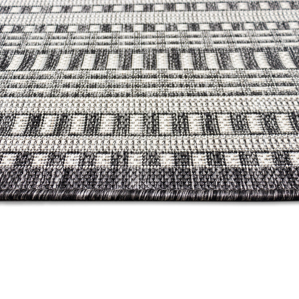 Trans-Ocean Liora Manne Malibu Etched Border Casual Indoor/Outdoor Power Loomed 88% Polypropylene/12% Polyester Rug Charcoal 7'10" x 9'10"