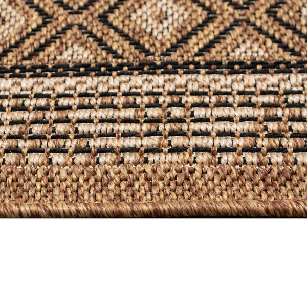 Trans-Ocean Liora Manne Monterey Tribal Stripe  Indoor/Outdoor Power Loomed 91% Polypropylene/9% Polyester Rug Black 7'10" x 9'10"