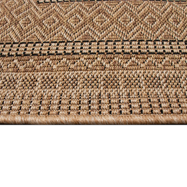 Trans-Ocean Liora Manne Monterey Diamond Border  Indoor/Outdoor Power Loomed 91% Polypropylene/9% Polyester Rug Natural 7'10" x 9'10"