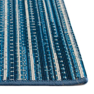 Trans-Ocean Liora Manne Marina Stripes Casual Indoor/Outdoor Power Loomed 75% Polypropylene/25% Polyester Rug China Blue 7'10" x 9'10"