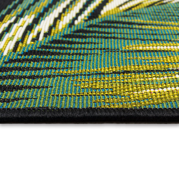 Trans-Ocean Liora Manne Marina Palm Border Casual Indoor/Outdoor Power Loomed 75% Polypropylene/25% Polyester Rug Black 8'10" x 11'9"