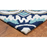 Trans-Ocean Liora Manne Ravella Floral Tile Casual Indoor/Outdoor Hand Tufted 70% Polypropylene/30%Acrylic Rug Navy 8'3" x 11'6"