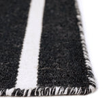 Trans-Ocean Liora Manne Sorrento Pinstripe Classic Indoor/Outdoor Hand Woven 100% Polyester Rug Black 8'3" x 11'6"