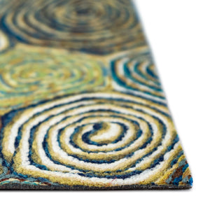 Trans-Ocean Liora Manne Visions III Giant Swirls Contemporary Indoor/Outdoor Handmade 100% Polyester Rug Marina 8' x 10'