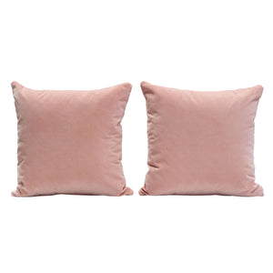 Set of (2) 16" Square Accent Pillows in Blush Pink Velvet by Diamond Sofa