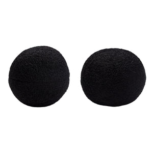 Set of (2) 10" Round Accent Pillows in Black Faux Sheepskin by Diamond Sofa