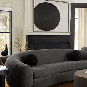 Set of (2) 10" Round Accent Pillows in Black Faux Sheepskin by Diamond Sofa