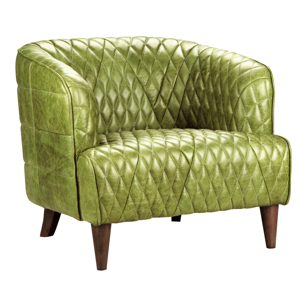 Moe's Home Magdelan Tufted Leather Arm Chair Emerald