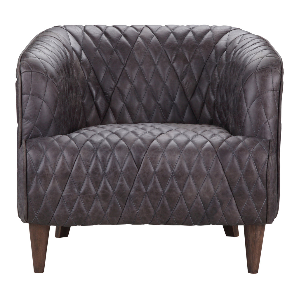 Moe's Home Magdelan Tufted Leather Arm Chair Antique Ebony