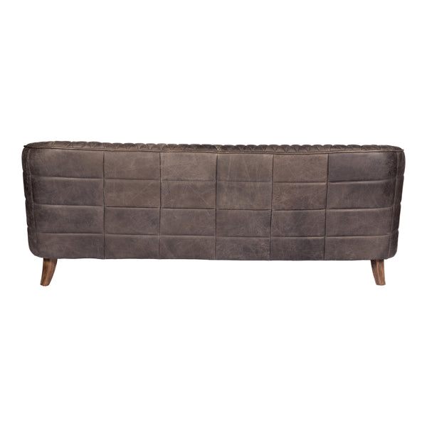 Moe's Home Magdelan Tufted Leather Sofa Antique Ebony