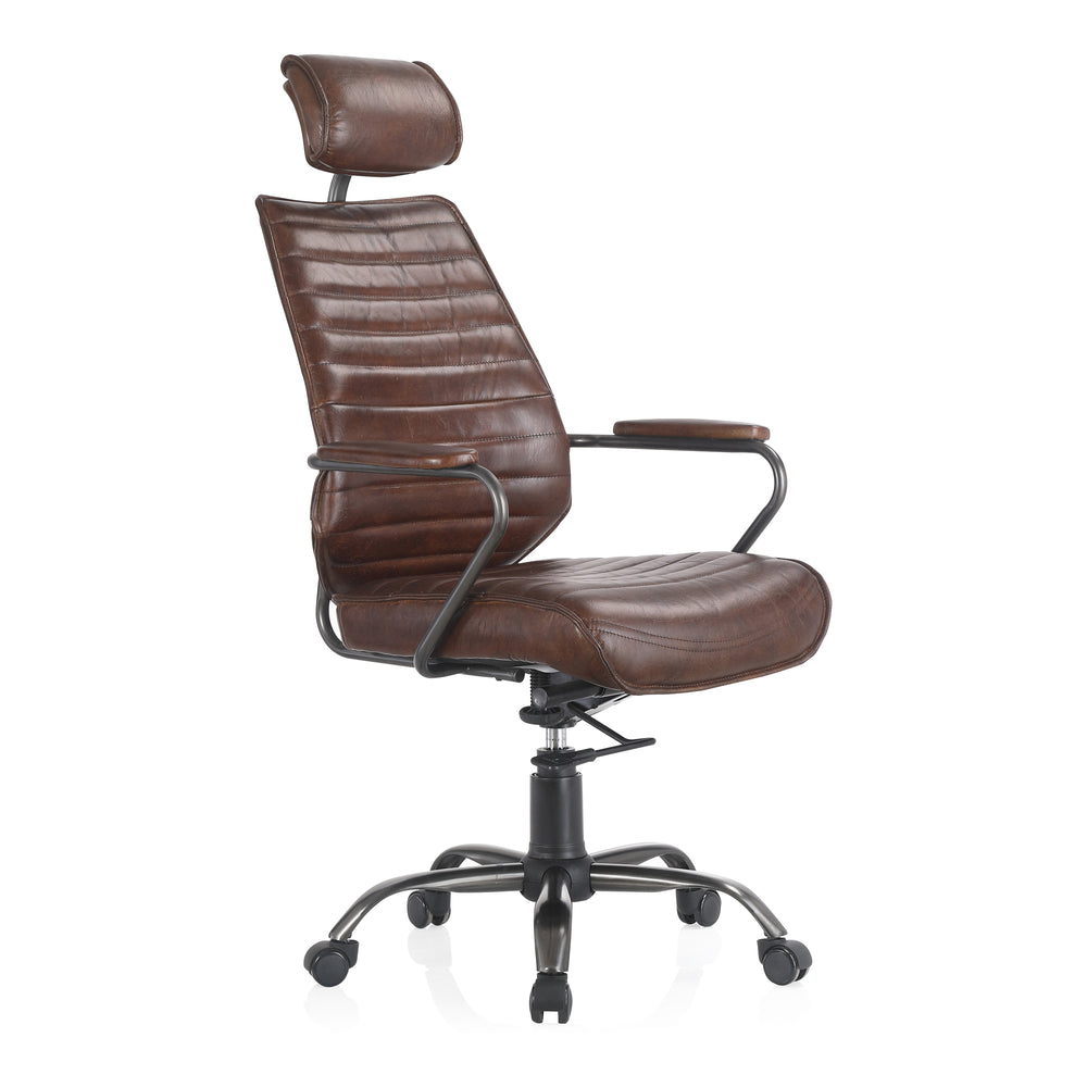 Executive Office Chair Cappuccino Brown Leather