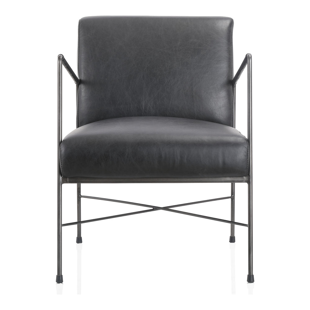 Dagwood Leather Arm Chair Onyx Black Leather