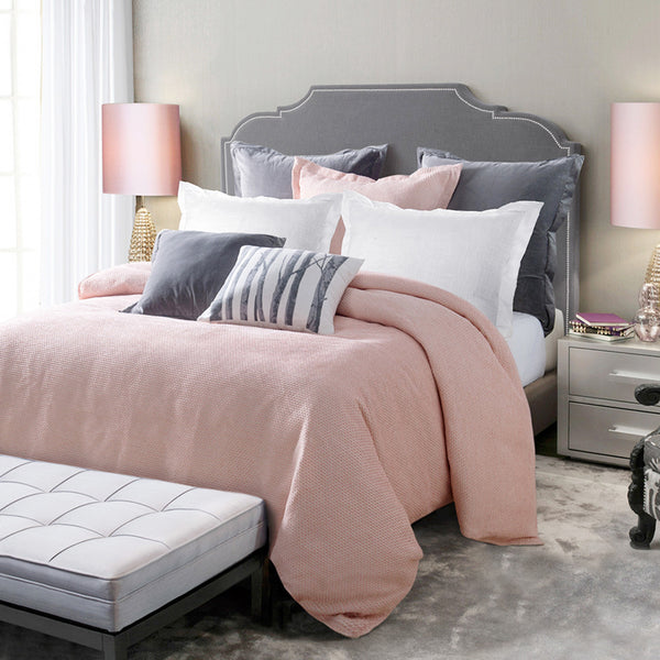 HiEnd Accents Jolie Duvet Cover Set PK1613-SQ-OC Pink, White Duvet Cover - Face: 100% polyester; Back: 100% cotton. Pillow Sham - 100% polyester. Euro Sham - 100% polyester. Accent Pillow - Shell: 100% polyester; Fill: 100% polyester. 92x96x0.5