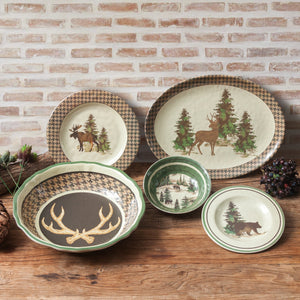 HiEnd Accents Joshua Melamine Dinnerware Set PK191514 Brown, Green Melamine 16.25x16.3x1