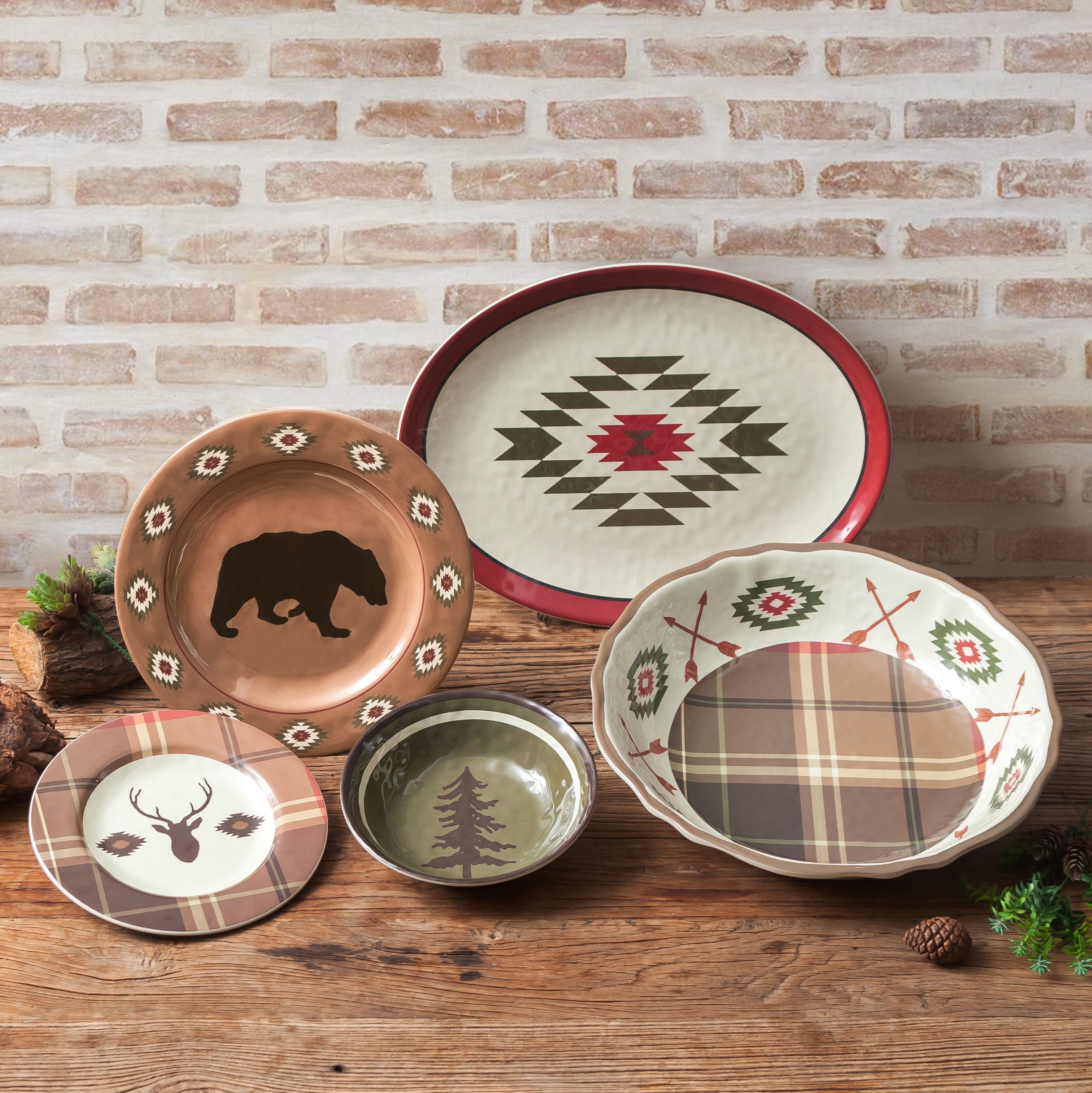 Aztec Bear Melamine Dinnerware Set