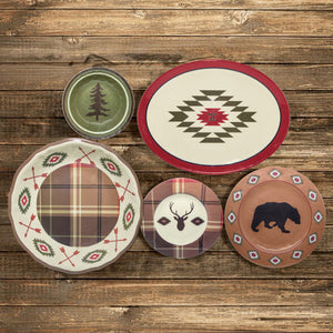 HiEnd Accents Aztec Bear Melamine Dinnerware Set PK191714 Brown, Red Melamine 16.25x16.3x1