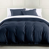 HiEnd Accents Hera Washed Linen Flange Duvet Cover Set PK1927-SK-NA Navy Face: 70% viscose, 30% linen; Back: 100% cotton 110x96x0.5