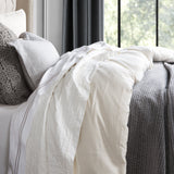 HiEnd Accents Hera Washed Linen Flange Duvet Cover Set PK1927-SK-WH White Face: 70% viscose, 30% linen; Back: 100% cotton 110x96x0.5