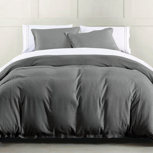 HiEnd Accents Hera Washed Linen Flange Duvet Cover FB1927DU-SQ-SL Slate Face: 70% viscose, 30% linen; Back: 100% cotton 92x96x0.5