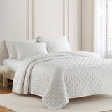 HiEnd Accents Lyocell Quilt Set PK2135-SK-WH White Face: 100% lyocell; Back: 100% cotton; Fill: 100% polyester 110x96