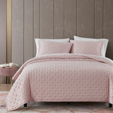 HiEnd Accents Lyocell Quilt Set PK2135-SQ-BH Blush Face: 100% lyocell; Back: 100% cotton; Fill: 100% polyester 92x96