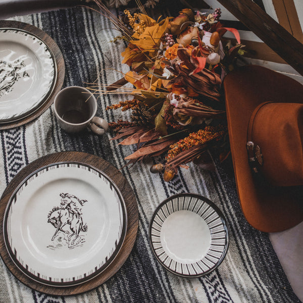 HiEnd Accents Ranch Life Melamine Dinnerware Set PK213814 White/Black Melamine 