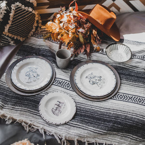 HiEnd Accents Ranch Life Melamine Dinnerware Set PK213814 White/Black Melamine 