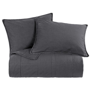 HiEnd Accents Stonewashed Cotton Canvas Coverlet Set PK3400-KG-CL Charcoal Face and Back: 100% cotton;  Fill: 100% polyester 110x96